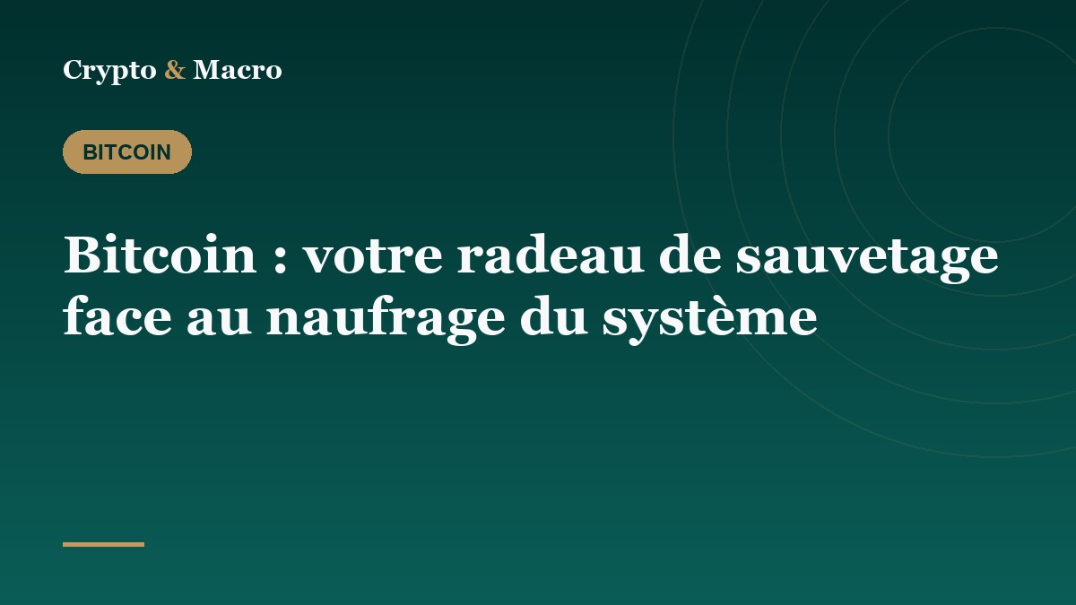 Bitcoin : votre radeau de sauvetage face au naufrage du système
